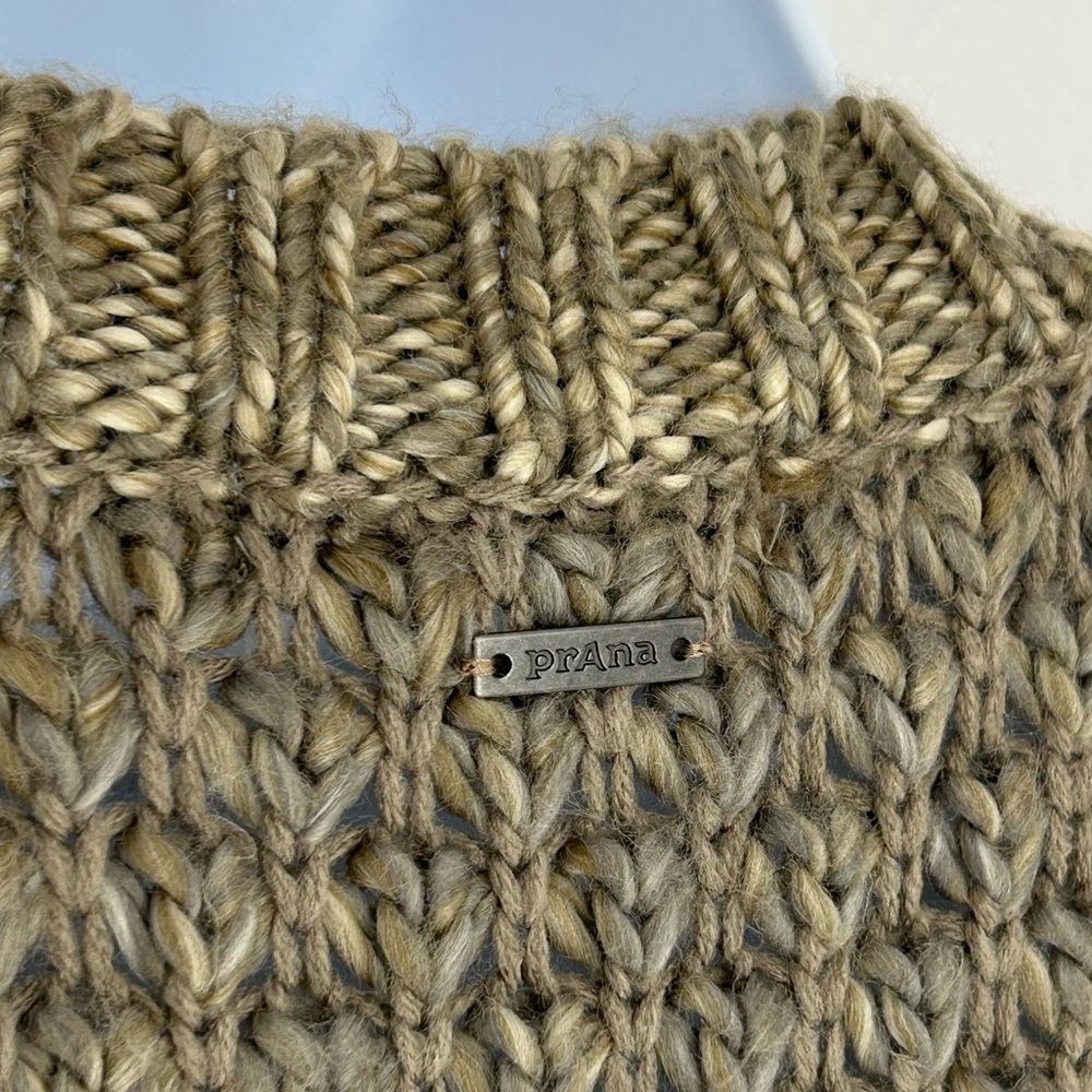 prAna Open Front Cardigan Long Duster Sweater Size Small Tan Brown Office Career - Picture 8 of 11